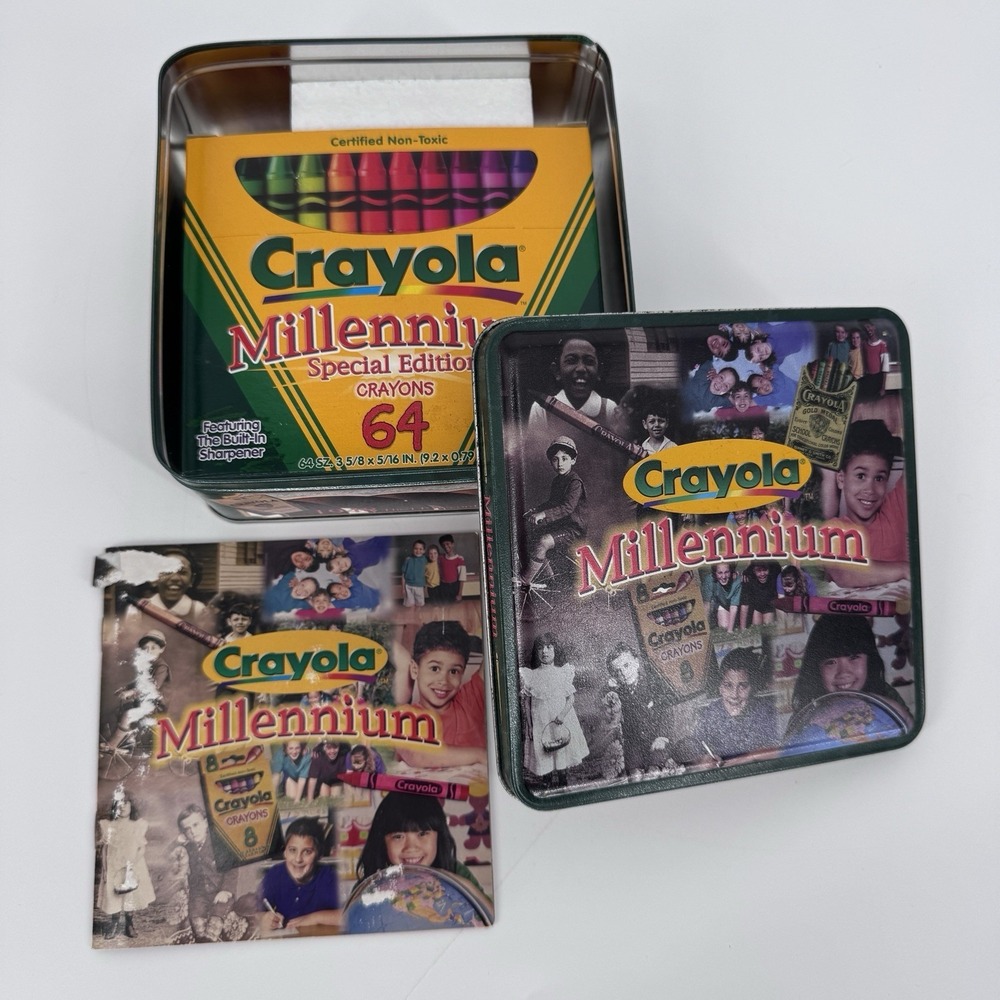 Crayola Millennium 1999 Special Edition Tin 64 Ct Crayons Special Effects‎ NEW